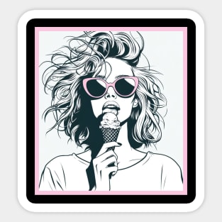 ice cream cool girl Sticker